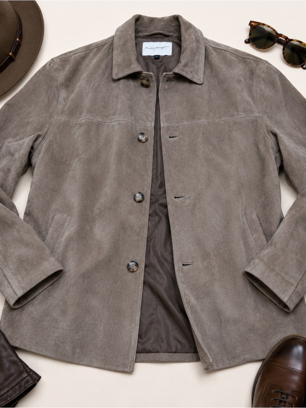Norm Thompson Genuine Suede Leather Shirt Jacket Tan Overshirt Men’s XXL Coat - Picture 2 of 11
